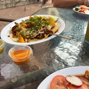 two plates of food on a table