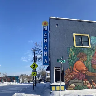 a mural on the side of a building