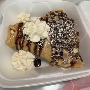 Crepe with chocolate and banana