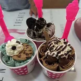 Cookie Monster, Bear Coffee, and Cookies and Cream.