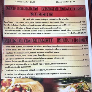 menu