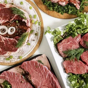 a variety of meats