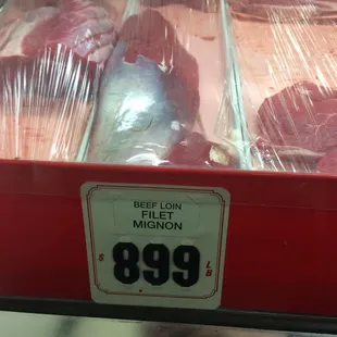 Filet mignon $8.99/lb