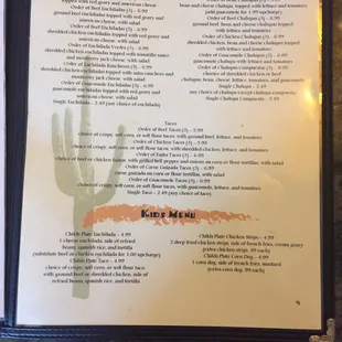menu