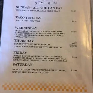 menu