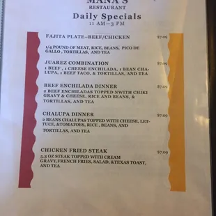 menu