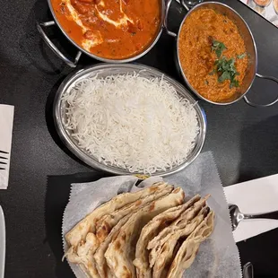 2. Butter Chicken and 11. Baingan Bharta with 2. Butter Naan