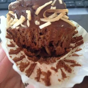 Inside shot of the chocolate coconut cake. This one was super dry.