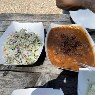 Cole slaw and beans