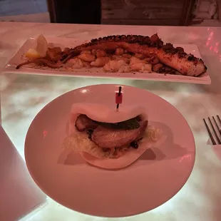 Pulpo a la Gallega and hirata bun (pork belly)