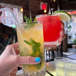 Peach Mojito and Strawberry Margarita