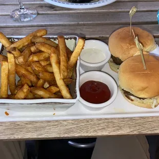 Lamb Sliders and Seasoned French Fries
