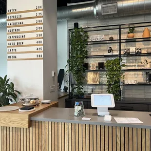 the front desk of a coffee shop