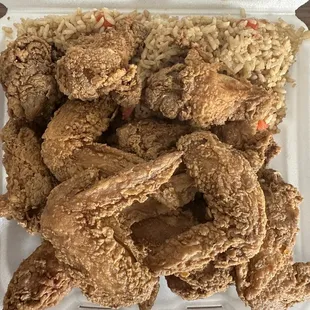 20 pieces fried chicken wings with fried rice