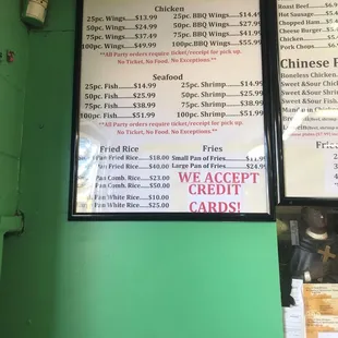 a menu for a chinese restaurant