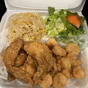 Crowd pleaser with popcorn shrimp and wings. (I ate a few of the shrimp already)