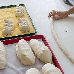 the dough being made