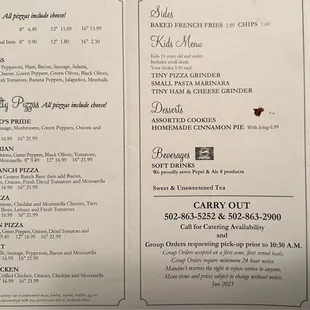 menu