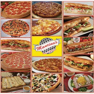 a variety of pizzas
