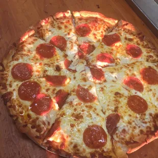 Lots of cheese, the sauce and crust are top notch.