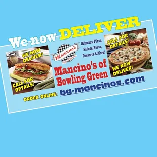 We deliver within a 5 mile radius - and even farther for catering or large orders.  Order online at BG-Mancinos.com for pickup or delivery!
