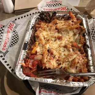 Baked Penne with extra mushrooms, jalapeños and tomatoes