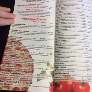 1st page of menu