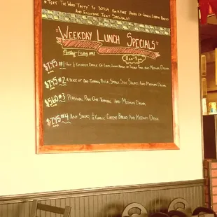 The daily special and the weekly lunch specials.