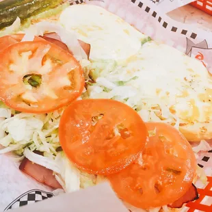 Ham and cheese grinder (extra tomato and no mayo)