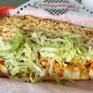 Buffalo chicken grinder, with lettuce added
