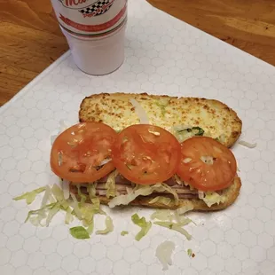 Gluten-free turkey and ham grinder