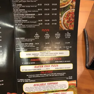 pizza, menu