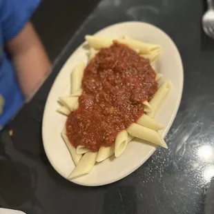 Kids pasta and meat sauce