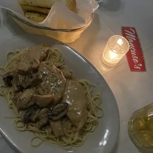 Chicken Marsala and Garlic Bread