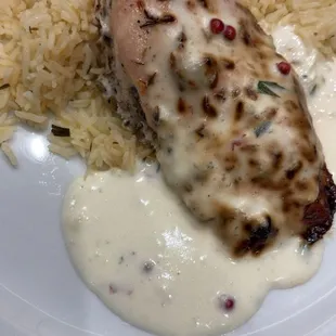Chicken and rice with an herb sauce! Fantastic!