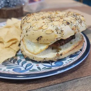 Everything Bagel w/Sausage and Egg