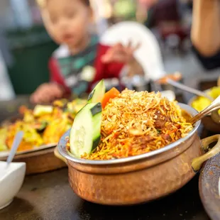Lamb Briyani $19 "saffron basmati rice, lamb, mint, fried onions cooked in dum style"