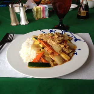 Lunch portion chicken teriyaki.