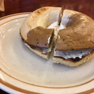 Sad, squat black and white bagel