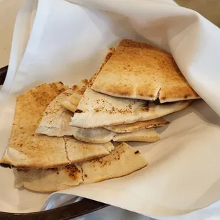 Complimentary pita bread