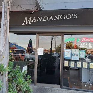 Outside Mandango's restaurant