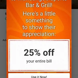 Wow, a 25% off discount with Yelp check-in! We assumed it didn't apply to Happy Hour.
