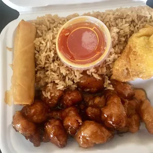Orange chicken lunch (liked everything but the rice)