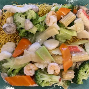 Seafood with Vegetables Pan Fried Egg Noodles