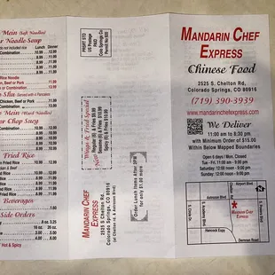 Mandarin Chef Menu (front) 2022
