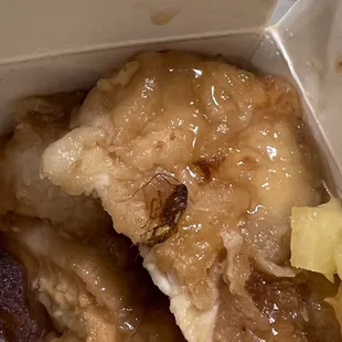 a close up of a piece of food