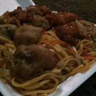 Orange chicken and sweet m sour chicken!