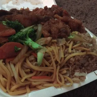 Broccoli beef and orange chicken!