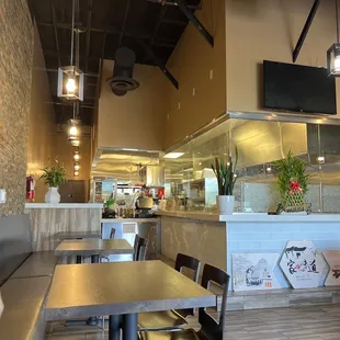 Register and half booth seating.