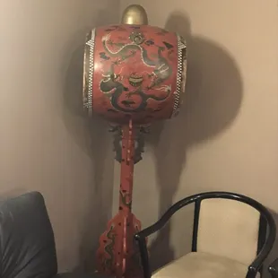 a chair and a lamp